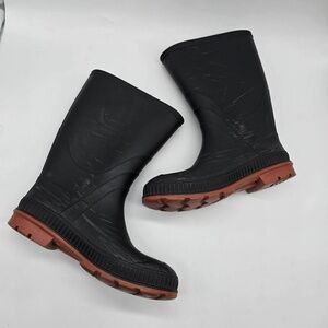 Men’s Black Rubber Work Boots Size 4 Waterproof Outdoor Yard Farm Rain Shoes